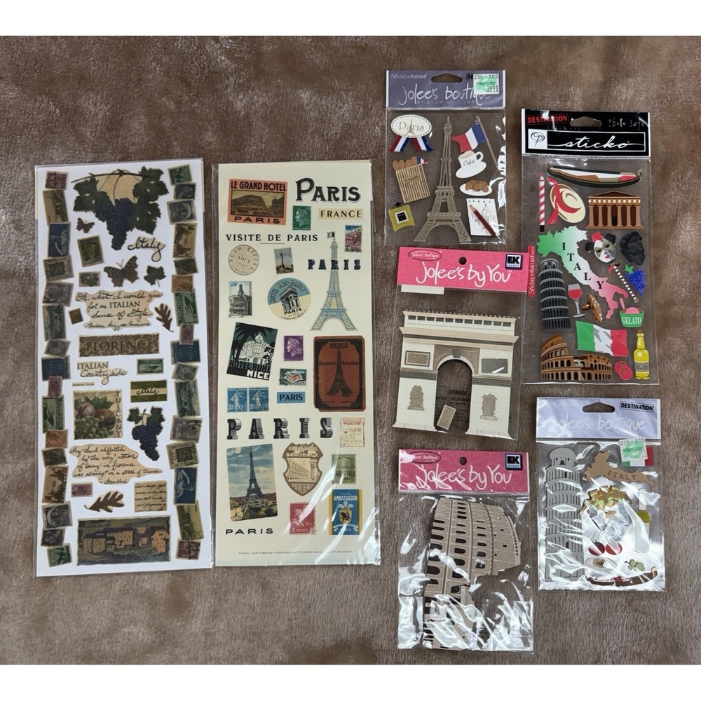 New Scrapbooking Stickers Lot Jolees Paper Studio Destination Italy Paris
